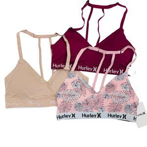 HURLEY 3 PACK BONDED FINISHES LIGHTY PADDED BRA NWT‎